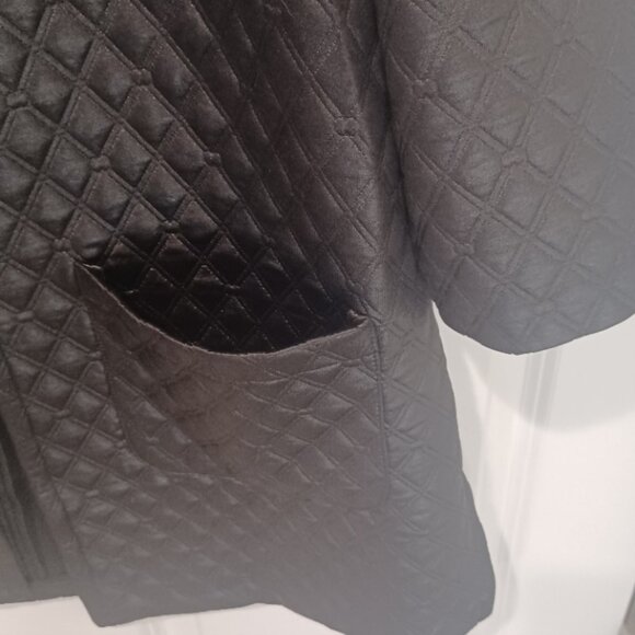 Carole Wren Black 3/4 Sleeve Quilted Slitted Flattering Jacket w/Pockets Large - Picture 4 of 5